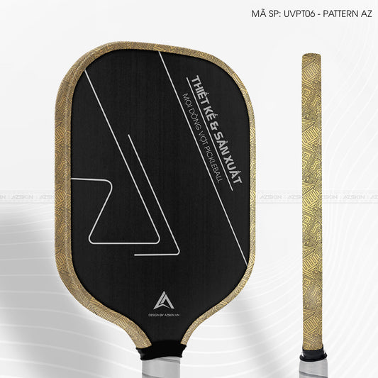 Miếng Dán Viền Vợt Pickleball Skin Vân Nổi Pattern AZ Vàng Đồng | UVPT06