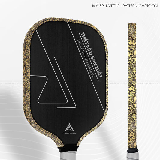Miếng Dán Viền Vợt Pickleball Skin Vân Nổi Pattern Cartoon Vàng Đồng | UVPT12