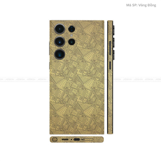 Dán Skin Samsung Galaxy S24 Series Vân Nổi PATTERN AZ Vàng Đồng | UVPT06