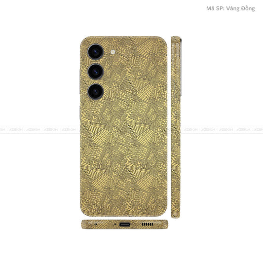 Dán Skin Samsung Galaxy S24 Series Vân Nổi PATTERN AZ Vàng Đồng | UVPT06
