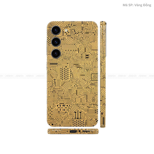 Dán Skin Samsung Galaxy S24 Series Vân Nổi Vi Mạch Vàng Đồng | UVPT01