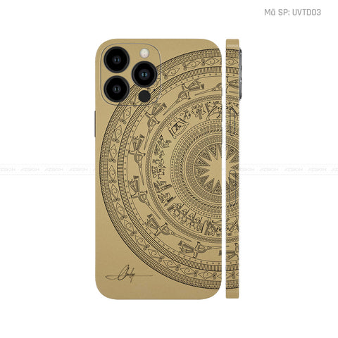 Dán Skin IPhone 15 Series Vân Trống Đồng Vàng Đồng | UVTD03
