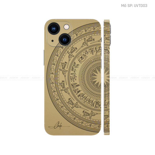 Dán Skin IPhone 14 Series Vân Trống Đồng Vàng Đồng | UVTD03