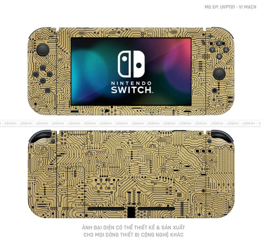 Dán Skin Máy Chơi Game Nintendo Switch Vân Vi Mạch Vàng Đồng | UVPT01