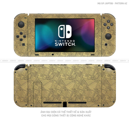 Dán Skin Máy Chơi Game Nintendo Switch Pattern AZ Vàng Gold | UVPT06