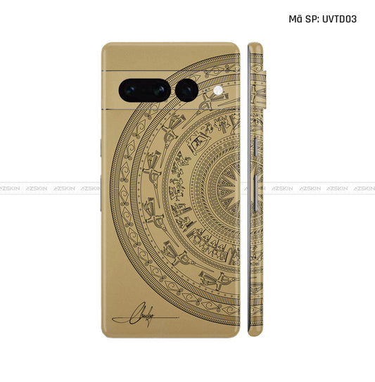 Dán Skin Google Pixel 7 Series Vân Trống Đồng Vàng Đồng | UVTD03