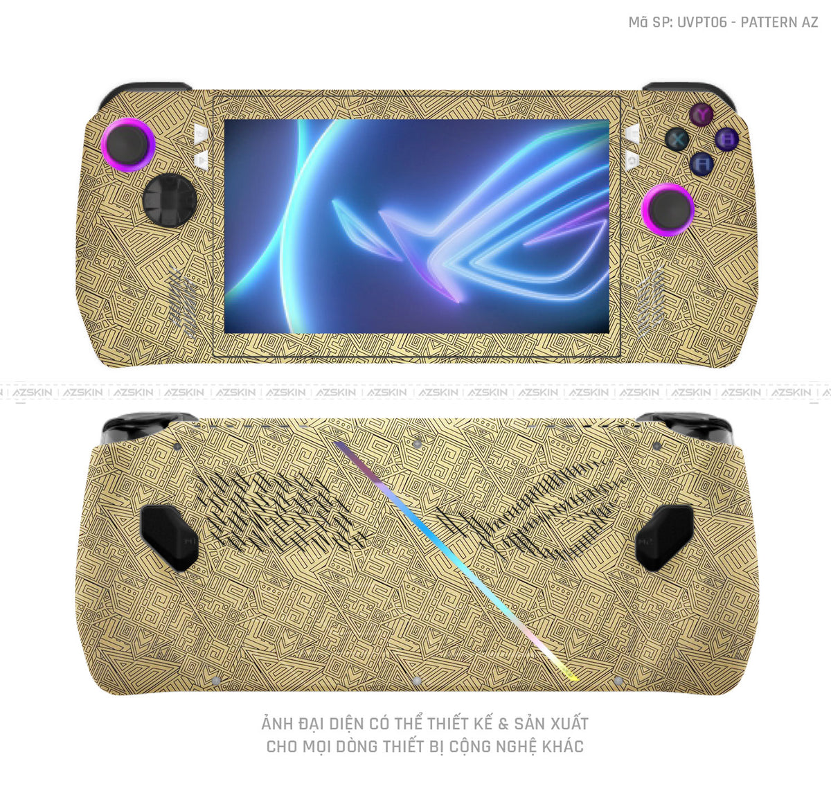 Dán Skin Máy Chơi Game Asus ROG Vân Pattern AZ Vàng | UVPT06