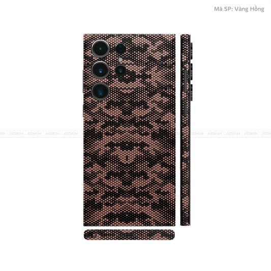 Dán Skin Samsung Galaxy S24 Series Vân Nổi Mamba Vàng Hồng | UVPT05