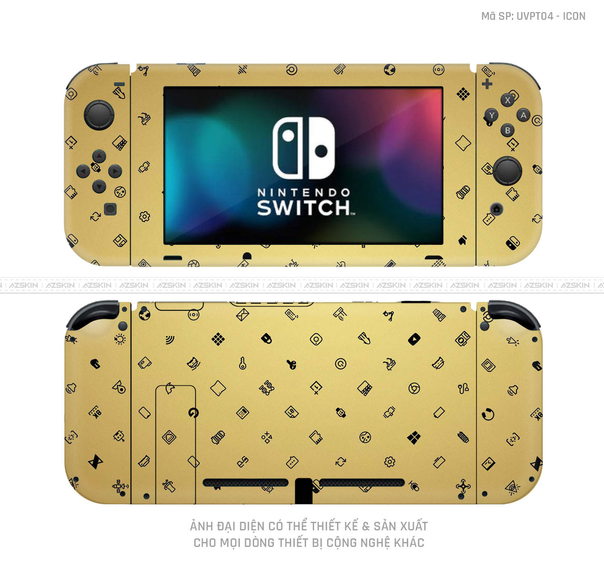 Dán Skin Máy Chơi Game Nintendo Switch Vân ICON Vàng | UVPT04
