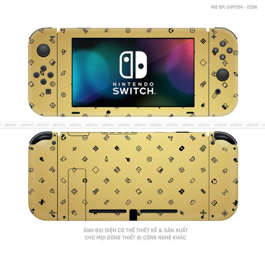Dán Skin Máy Chơi Game Nintendo Switch Vân ICON Vàng | UVPT04