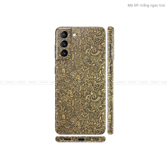 Dán Skin Galaxy S21 Series Vân Pattern Cartoon Vàng Đồng | UVPT12