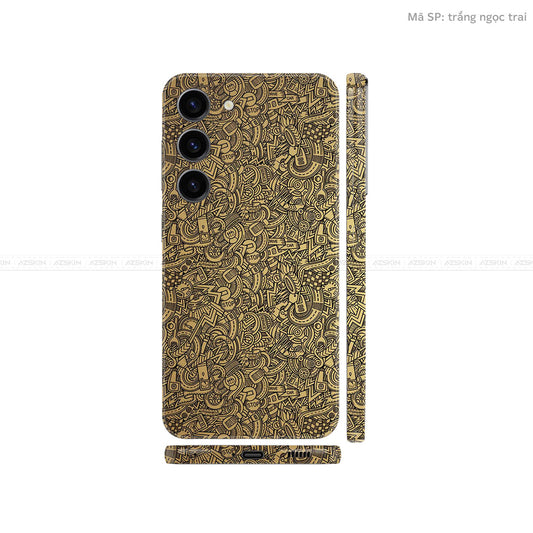 Dán Skin Galaxy S23 Series Vân Nổi Pattern Cartoon Vàng Đồng | UVPT12