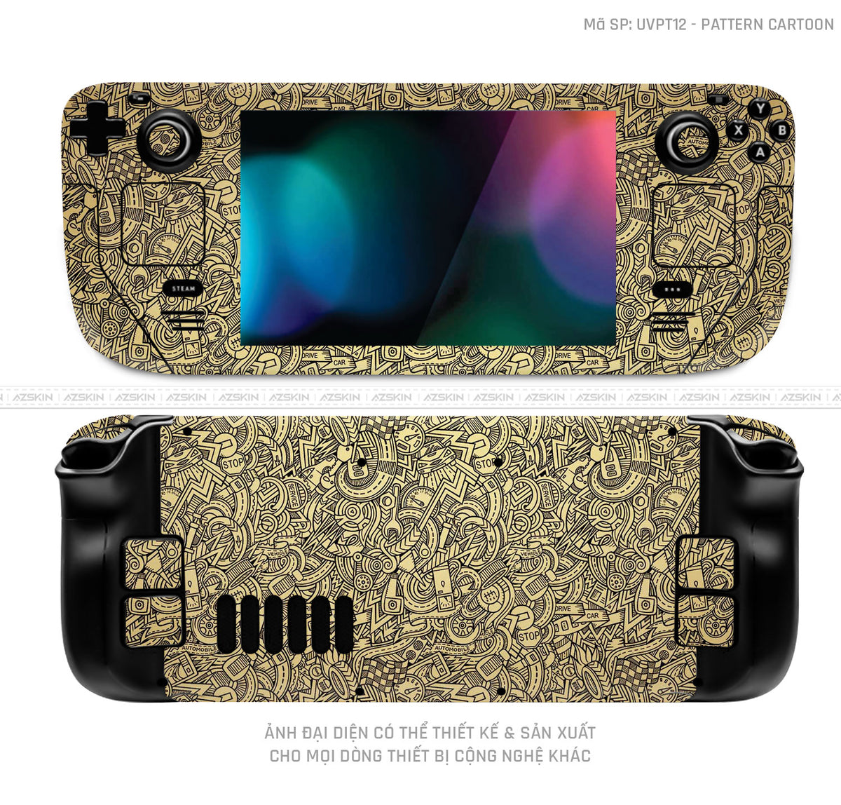 Dán Skin Máy Chơi Game Steam Deck Vân Pattern Cartoon Vàng | UVPT12