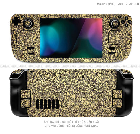 Dán Skin Máy Chơi Game Steam Deck Vân Pattern Cartoon Vàng | UVPT12