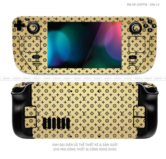 Dán Skin Máy Chơi Game Steam Deck Vân Pattern LV Vàng Đồng | UVPT16