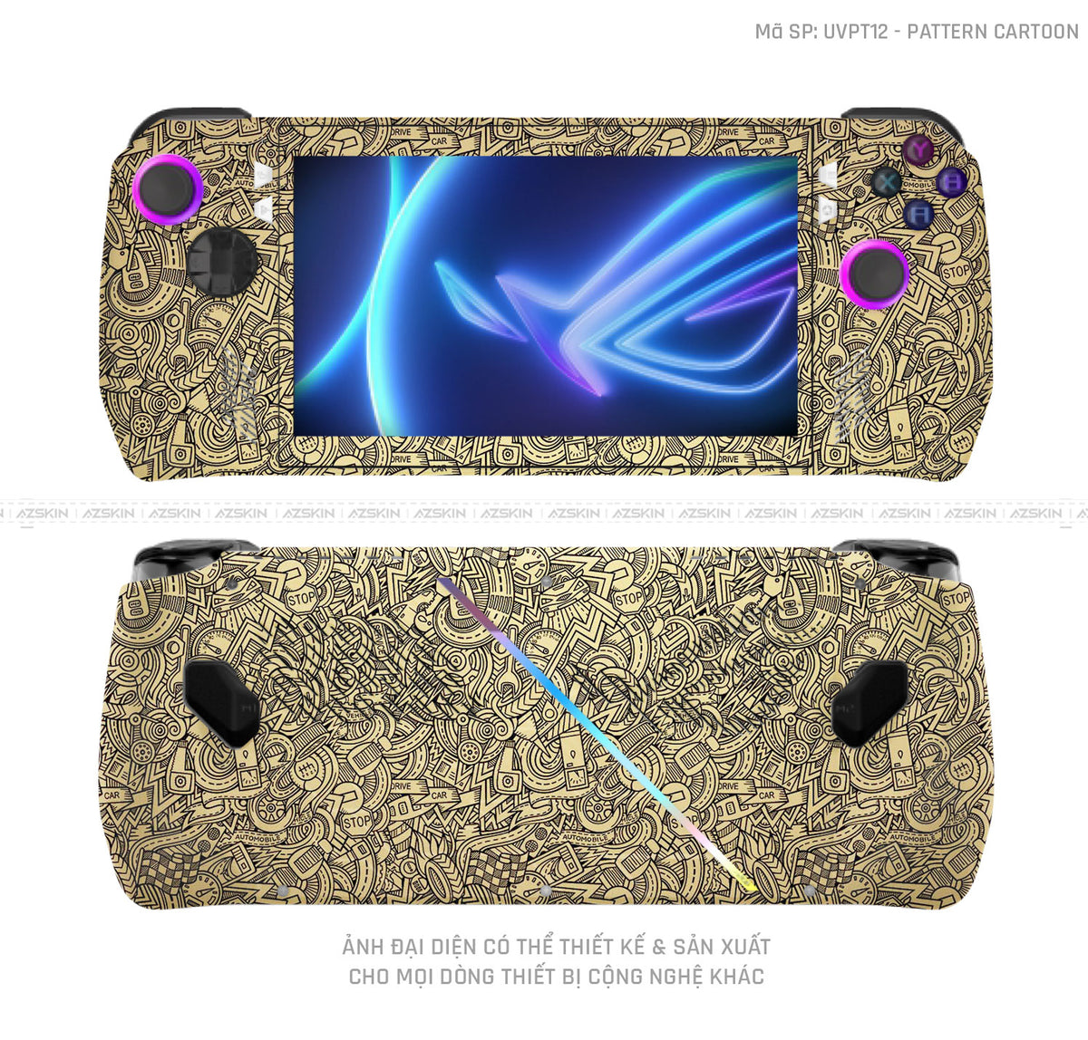 Dán Skin Máy Chơi Game Asus ROG Vân Pattern Cartoon Vàng | UVPT12