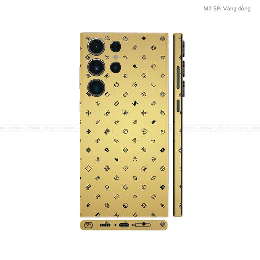 Dán Skin Galaxy S23 Series Vân Nổi Pattern ICON Vàng Đồng | UVPT04