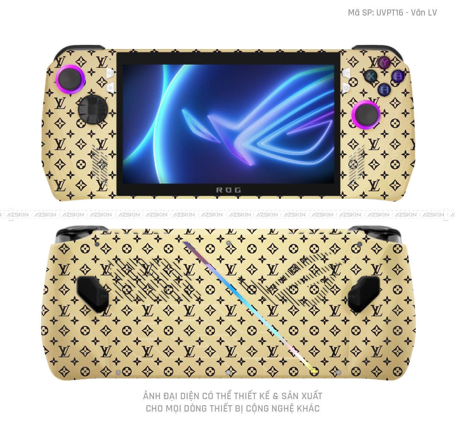 Dán Skin Máy Chơi Game Asus ROG Vân Pattern LV Gold | UVPT16 – AZSKIN.VN