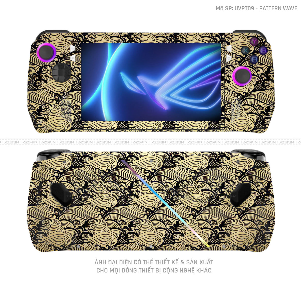 Dán Skin Máy Chơi Game Asus ROG Vân Pattern Wave Vàng | UVPT09