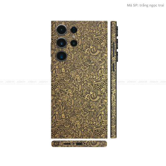 Dán Skin Galaxy S23 Series Vân Nổi Pattern Cartoon Vàng Đồng | UVPT12