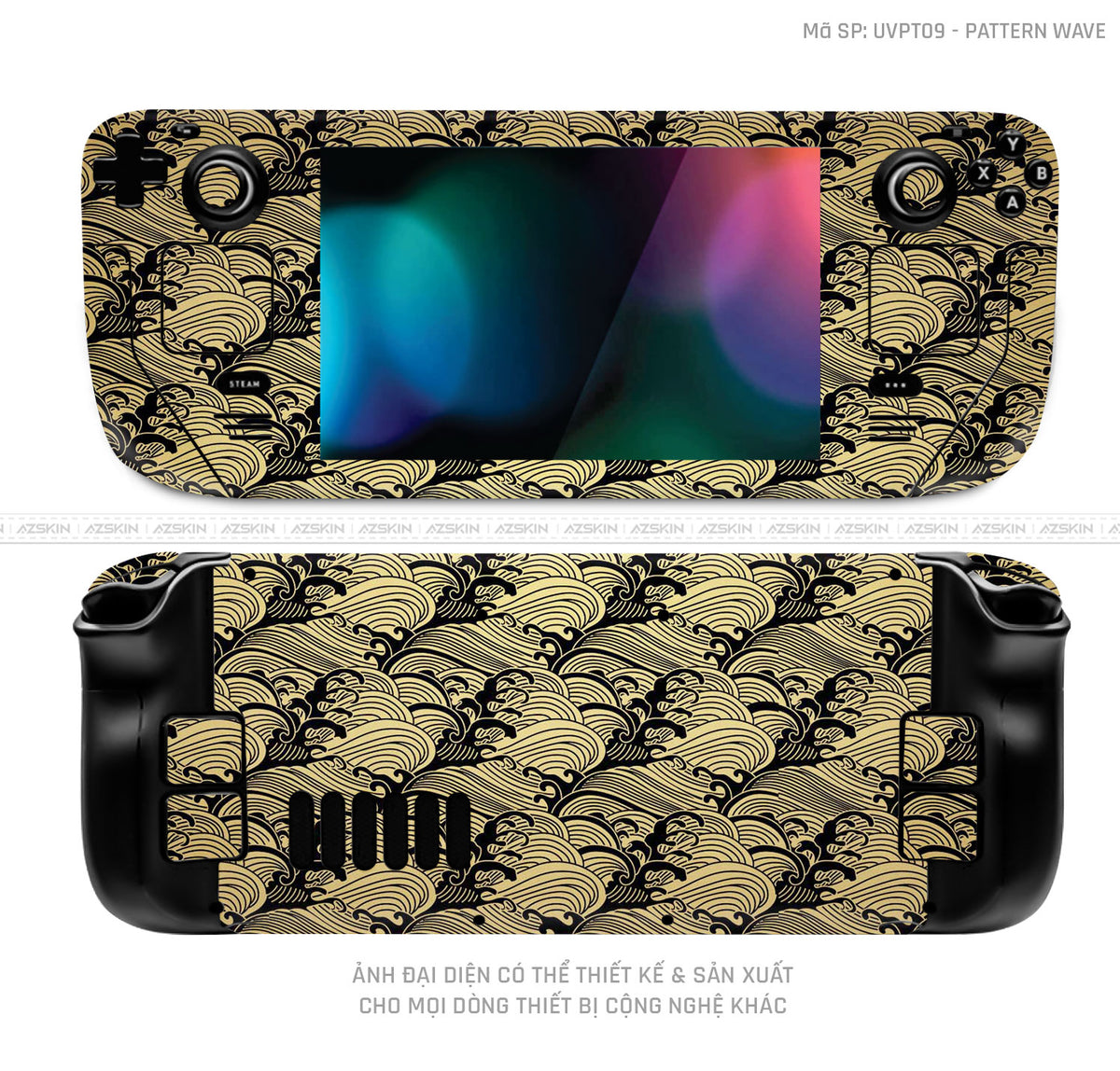Dán Skin Máy Chơi Game Steam Deck Vân Pattern Wave Vàng Gold | UVPT09