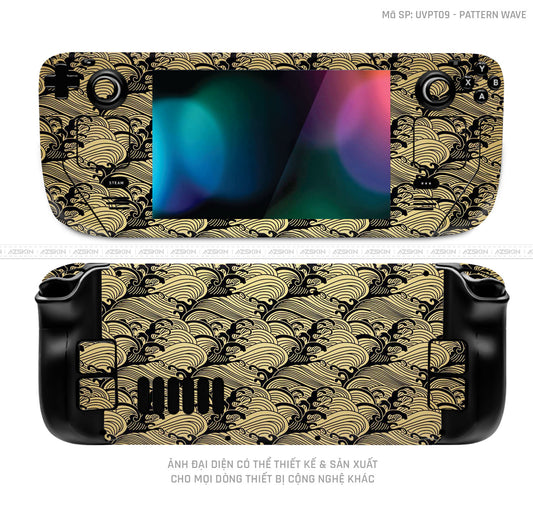 Dán Skin Máy Chơi Game Steam Deck Vân Pattern Wave Vàng Gold | UVPT09