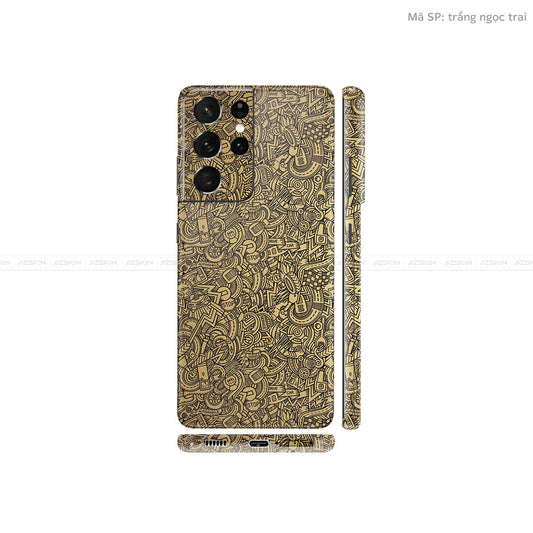 Dán Skin Galaxy S21 Series Vân Pattern Cartoon Vàng Đồng | UVPT12