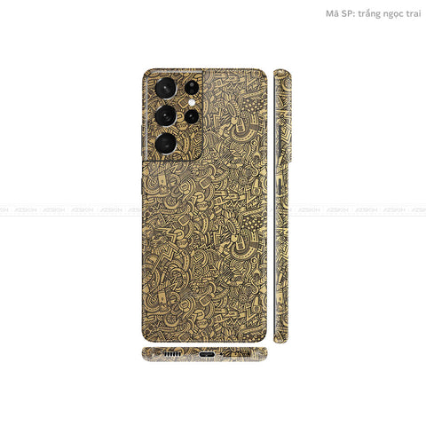 Dán Skin Galaxy S21 Series Vân Pattern Cartoon Vàng Đồng | UVPT12