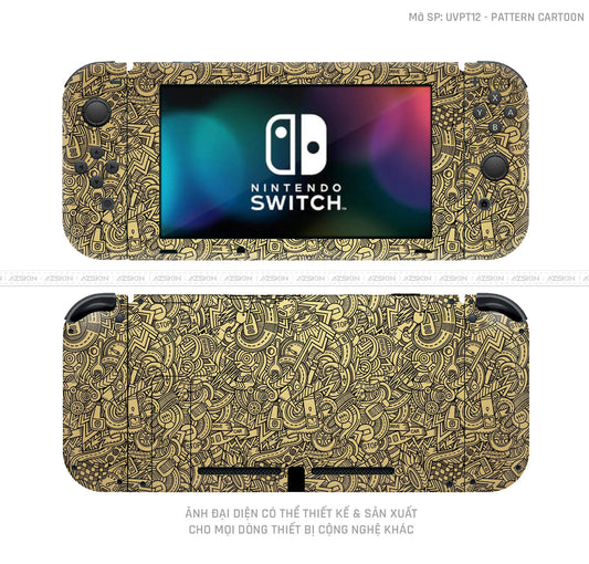 Dán Skin Máy Chơi Game Nintendo Switch Vân Pattern Cartoon Gold | UVPT12