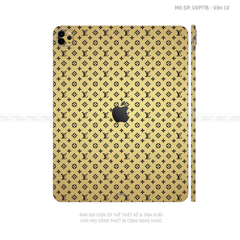 Dán Skin IPad Pro Series Vân Pattern LV Vàng Đồng | UVPT16