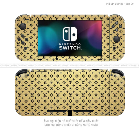 Dán Skin Máy Chơi Game Nintendo Switch Vân Pattern LV Vàng Đồng | UVPT16