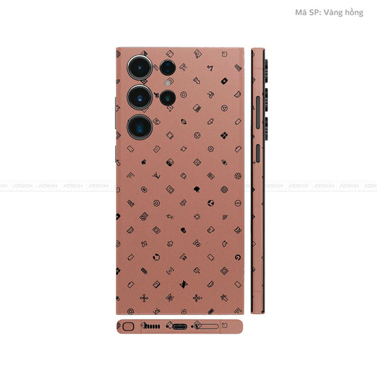 Dán Skin Samsung Galaxy S24 Series Vân Nổi ICON Vàng Hồng | UVPT04