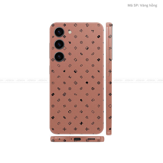 Dán Skin Samsung Galaxy S24 Series Vân Nổi ICON Vàng Hồng | UVPT04