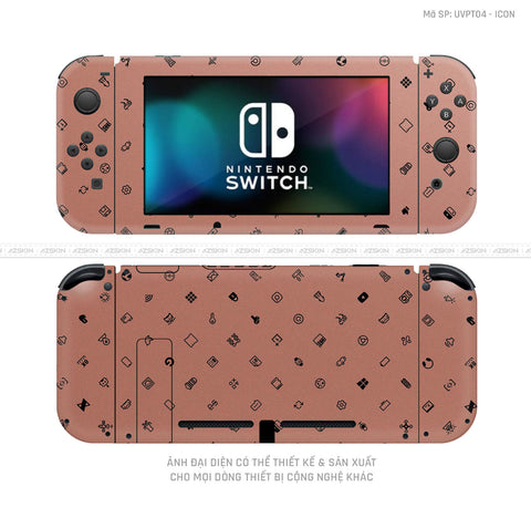 Dán Skin Máy Chơi Game Nintendo Switch Vân ICON Vàng Hồng | UVPT04