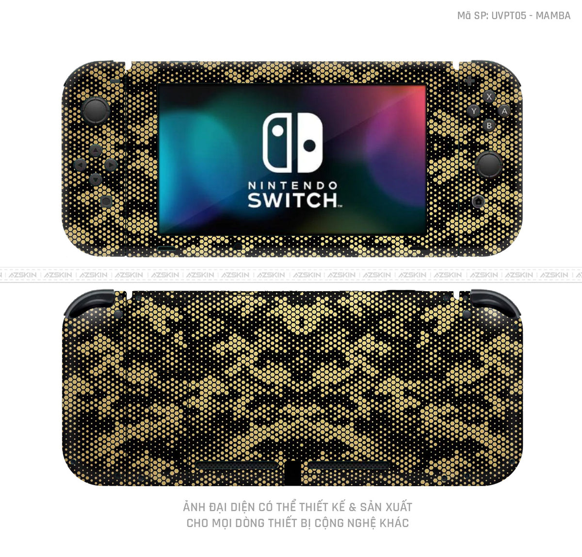 Dán Skin Máy Chơi Game Nintendo Switch Vân Mamba Vàng | UVPT05