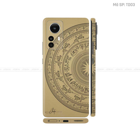 Dán Skin Xiaomi 12 Series Vân Nổi Trống Đồng Vàng | TD03