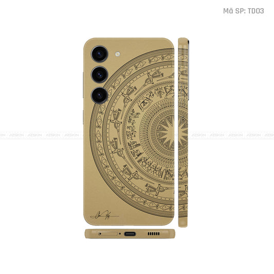 Dán Skin Galaxy S23 Series Vân Nổi Trống Đồng Vàng | TD03