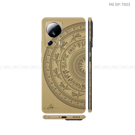 Dán Skin Xiaomi 13 Series Vân Nổi Trống Đồng Vàng | TD03