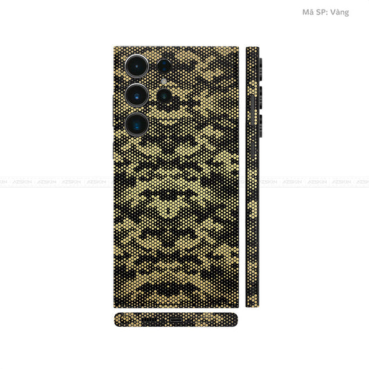 Dán Skin Samsung Galaxy S24 Series Vân Nổi Mamba Vàng Đồng | UVPT05