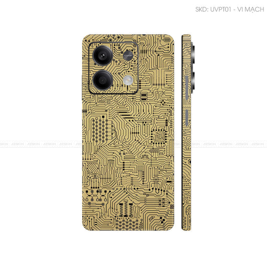 Dán Skin Điện Thoại Xiaomi Redmi 13 Series Vân Nổi Vi Mạch Vàng | UVPT01