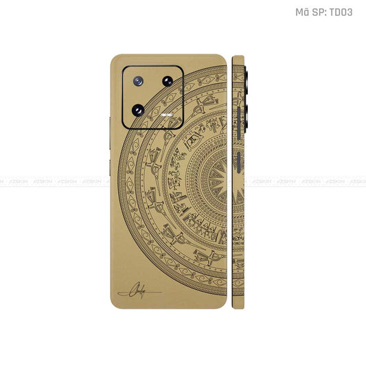 Dán Skin Điện Thoại Xiaomi 14 Series Vân Nổi Trống Đồng Vàng | TD03