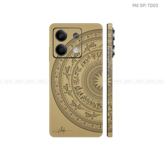 Dán Skin Điện Thoại Xiaomi Redmi 13 Series Vân Nổi Trống Đồng Vàng | TD03