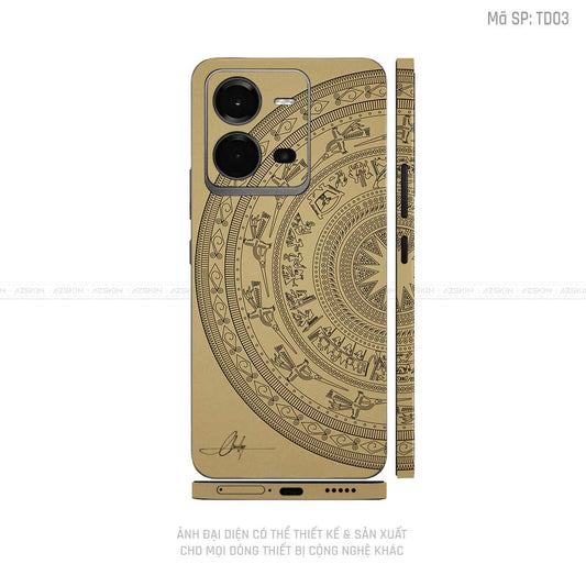Dán Skin Vivo V Series Vân Nổi Trống Đồng Vàng | TD03
