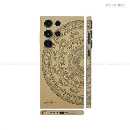 Dán Skin Galaxy S23 Series Vân Nổi Trống Đồng Vàng | TD03