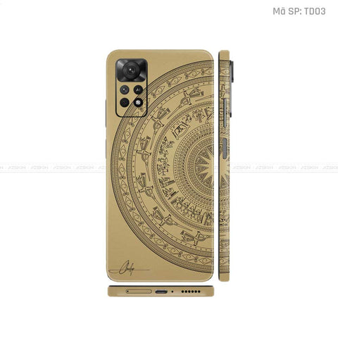 Dán Skin Xiaomi Redmi Note 11 Series Vân Nổi Trống Đồng Vàng | TD03
