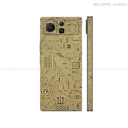 Dán Skin Điện Thoại Xiaomi Mix Fold Series Vân Nổi Vi Mạch Vàng | UVPT01