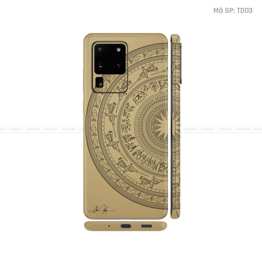 Dán Skin Galaxy S20 Series Vân Nổi Trống Đồng Vàng | TD03
