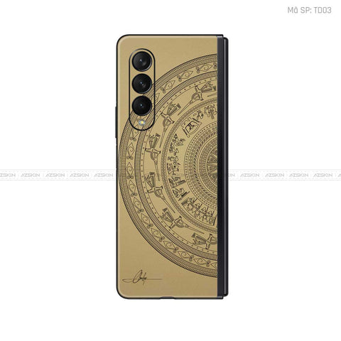 Dán Skin Galaxy Z Fold3 Vân Nổi Trống Đồng Vàng | TD03