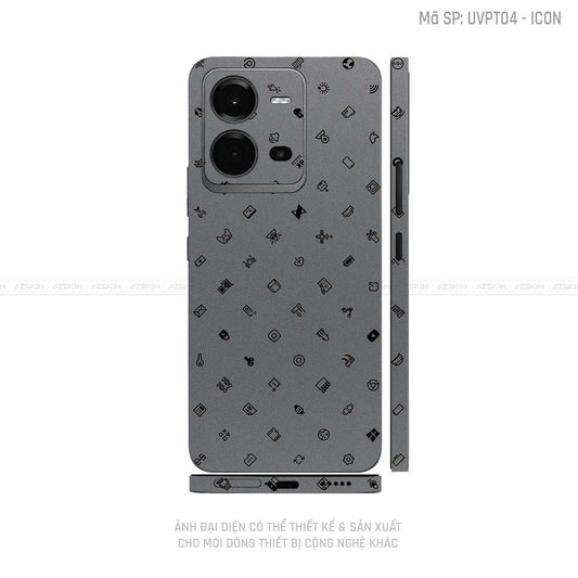 Dán Skin Vivo V Series Vân Icon Xám | UVPT04