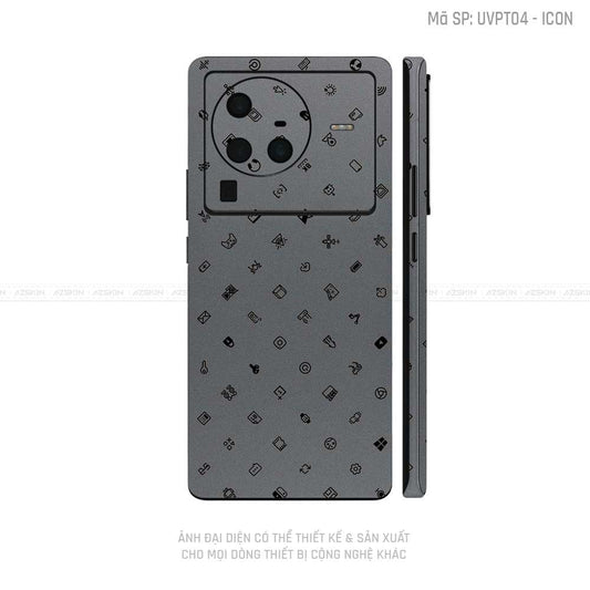 Dán Skin Vivo X Series Vân Icon Xám | UVPT04